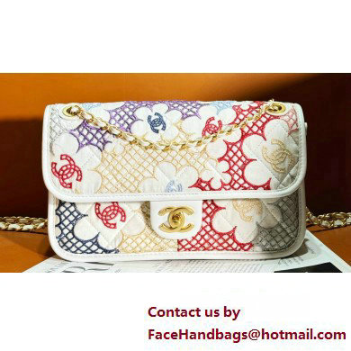 Chanel Lace Patchwork & Gold-Tone Metal Flap Bag AS4773 White & Multicolor 2024